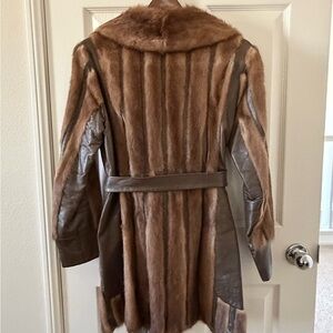 Leather and mink coat